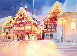 Weihnachtliche Marktstraße in Plochingen
